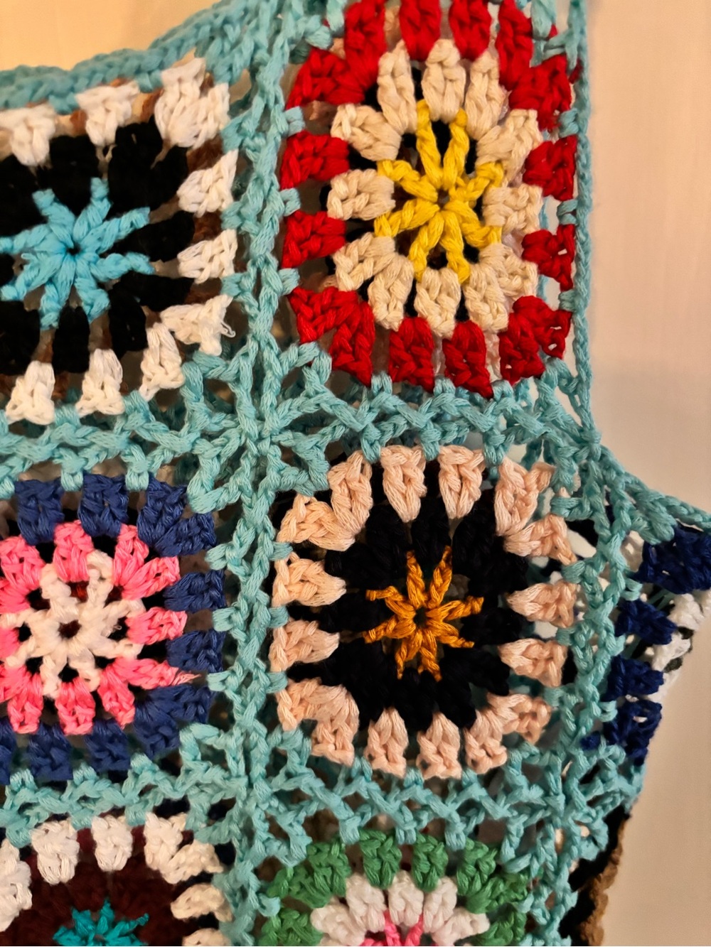 Women’s Top-Granny Square Crochet Tank-One Size - Picture 2 of 3